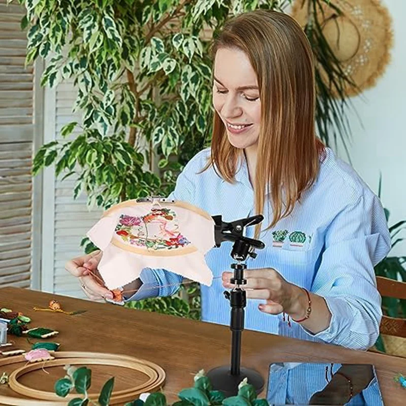 1 Piece Embroidery Hoop Holder Metal Rotating Adjustable Embroidery Holder For Projects