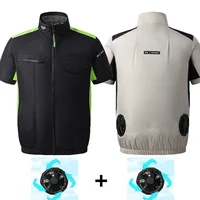 Summer Ice Vest Men's Fan Jacket USB Refrigeration Air Conditioning Clothing Outdoor Heat Protection Fishing Work Short Sleeve 2