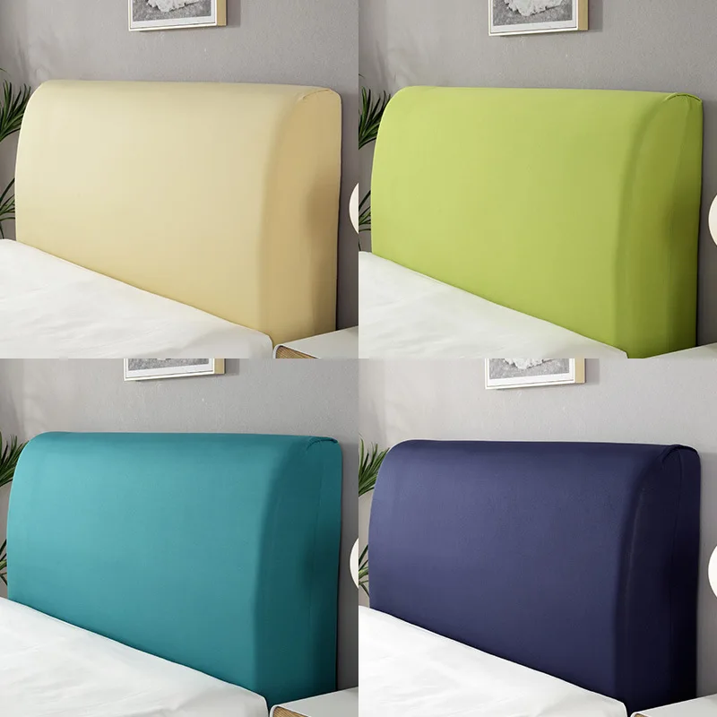 Solid Spandex Fabric Bed Head Cover All-inclusive Headboard Cover Elastic Furniture Protector For Hotel Home Living Room