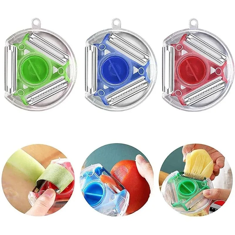 1pc 3 in 1 Magic Trio Peeler Set Slicer Shredder Peeler Cutter Multi Peel Blade Grater for Kitchen Tools Accessories