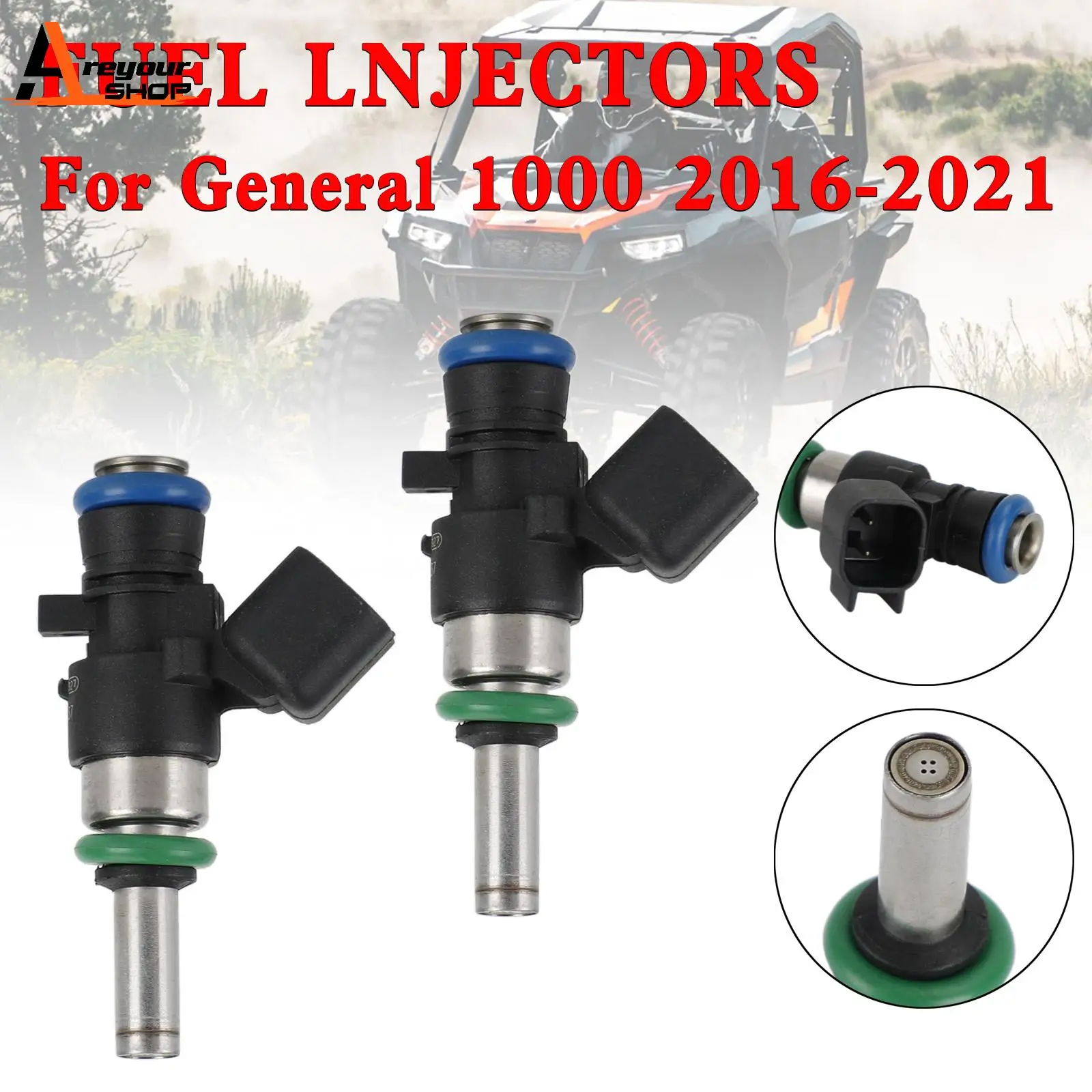 

Areyourshop 2PCS Fuel Injectors for Polaris General RZR RS1 XP1000 2014-2021 2521387 0280158337 Motor Accessories
