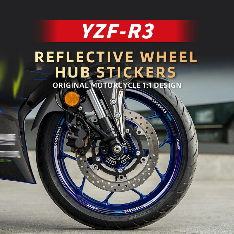 For YAMAHA YZF R3 Motorcycle Wheel Hub Stickers Bike Wheel Rim Decoration And Reflective Sticker Kits Safety Refit Decals