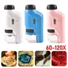 Mini Pocket Microscope Handheld Microscope Kit Battery Powered Microscope With Lab LED Light 60X-120X Biological Kids Science 2