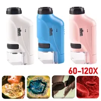 Mini Pocket Microscope Handheld Microscope Kit Battery Powered Microscope With Lab LED Light 60X-120X Biological Kids Science 2