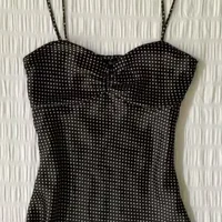 Camisole vintage à pois français pour femmes, été, plis, sans manches, Y2k, crop top, halter, hauts doux, mince, vêtements d'extérieur, débardeurs 2