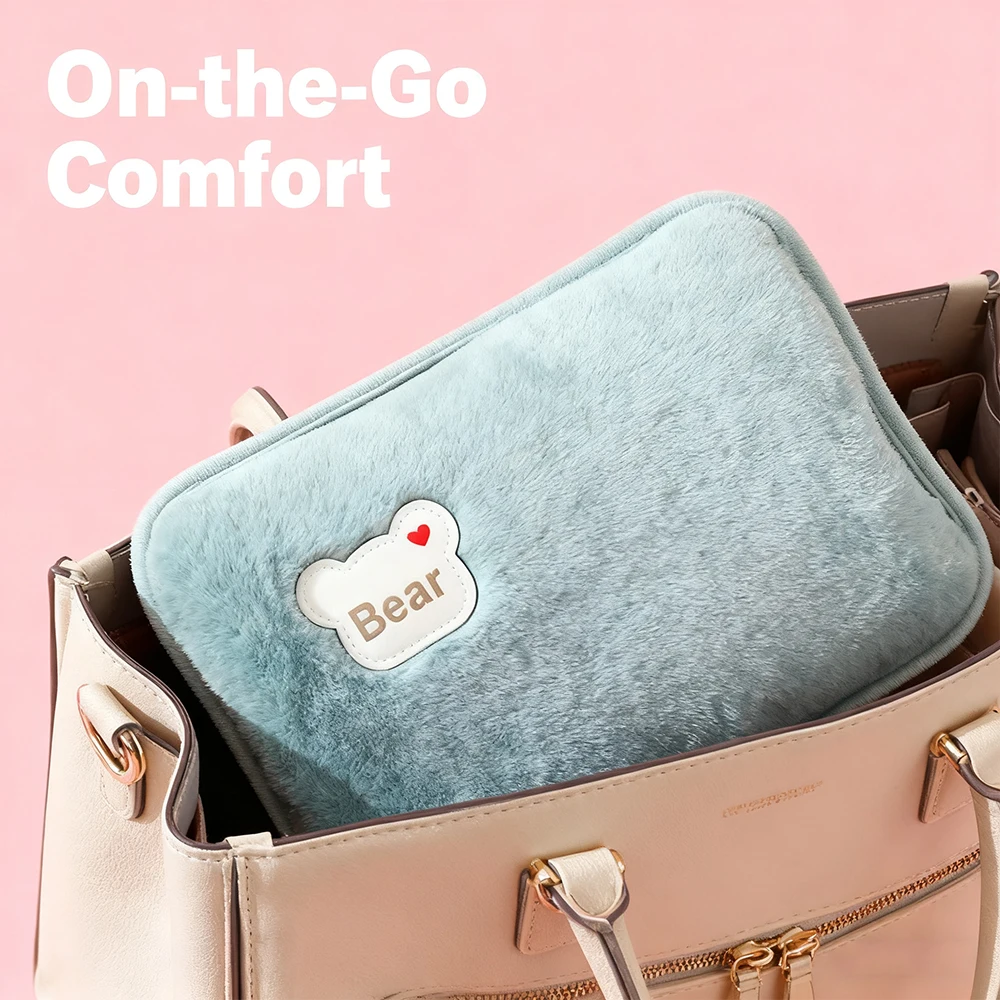 Rechargeable Water Bottle for Reducing Muscle Back and Menstrual Pain with Soft Plush Waist Cover,Detachable Body Warmer