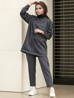 Printemps automne femmes ensembles musulmans hauts et pantalons longs tenue turquie 2 pièces ensemble adulte Eid al-adha décontracté jeunes filles Sport ensemble 1