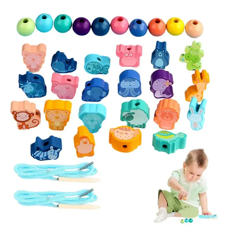 Wooden Toys Baby DIY Toy Cartoon Fruit Animal Traffic Stringing Threading Wooden Beads Toy Montessori Educational Toys For Kids wooden toys baby diy toy cartoon fruit animal traffic stringing threading wooden beads toy montessori educational toys for kids