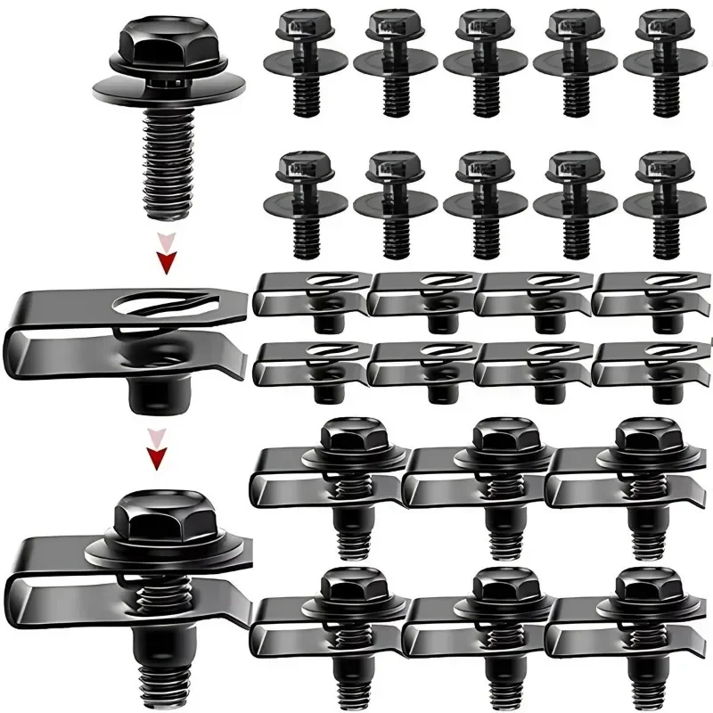새로운 20개 M6 자동차 나사 본체 볼트 너트 자동차용 범용 -1.0 X 16mm 길이. 10mm 육각 자동차 차체 펜더 범퍼 엔진 볼트