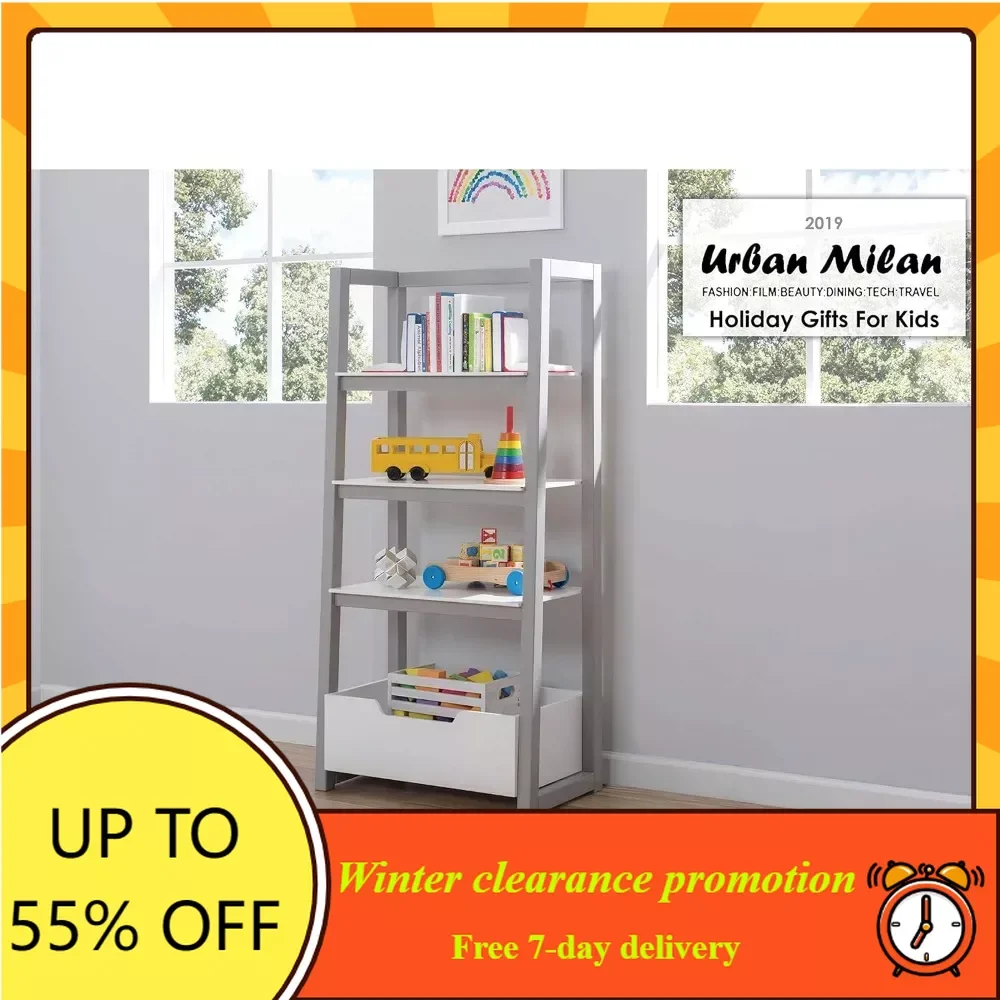 

Книжная полка для гостиной, белая/серая