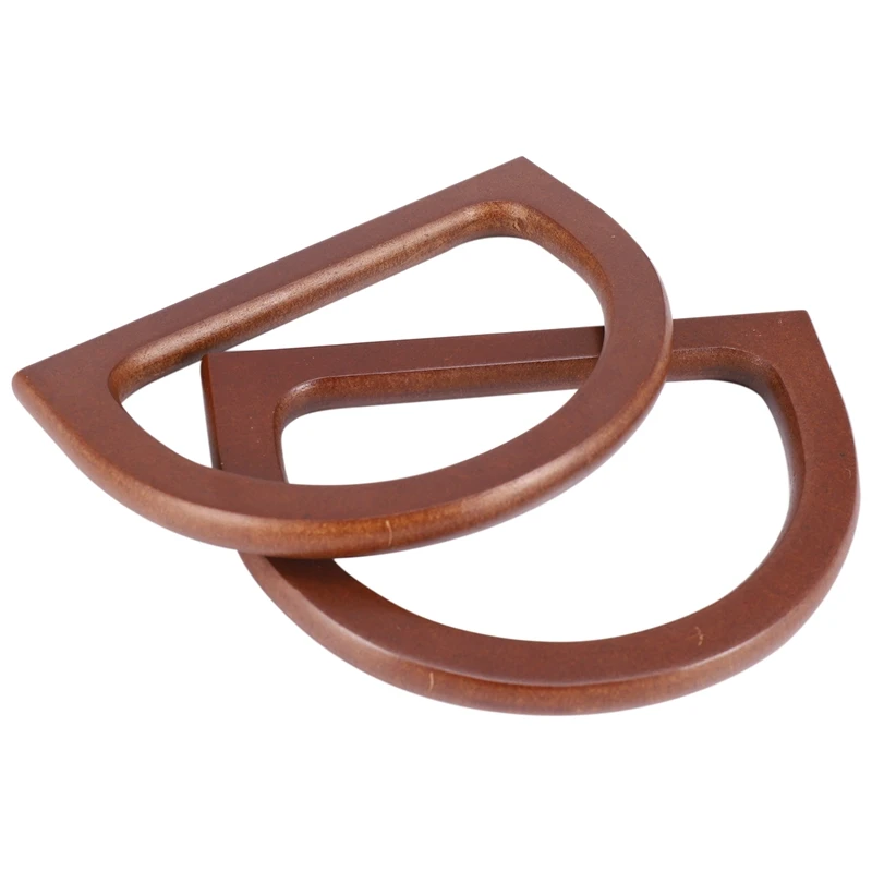 ABLL-4PCS D-Shaped Wooden Purse Handles, Wood Replacement Handles For DIY Bag Purse Handbags Totes Clutch Making
