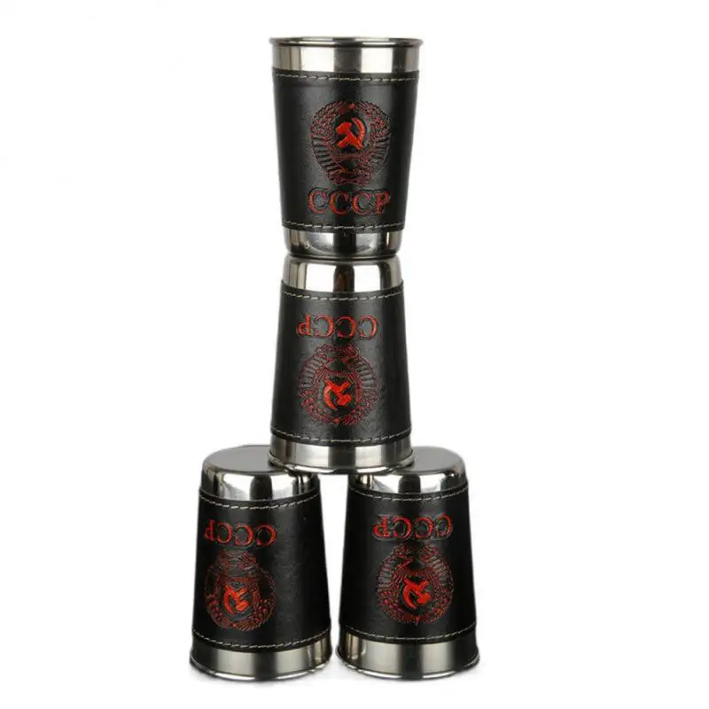 Drinking Vessels,4pcs 30ml/70ml/170ml Outdoor Camping Cup Tableware Stainless Steel Cover Mug Drinking Coffee Tea Beer With Case
