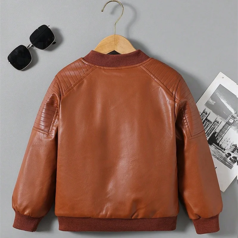 Kids Velvet PU Leather Jacket 2