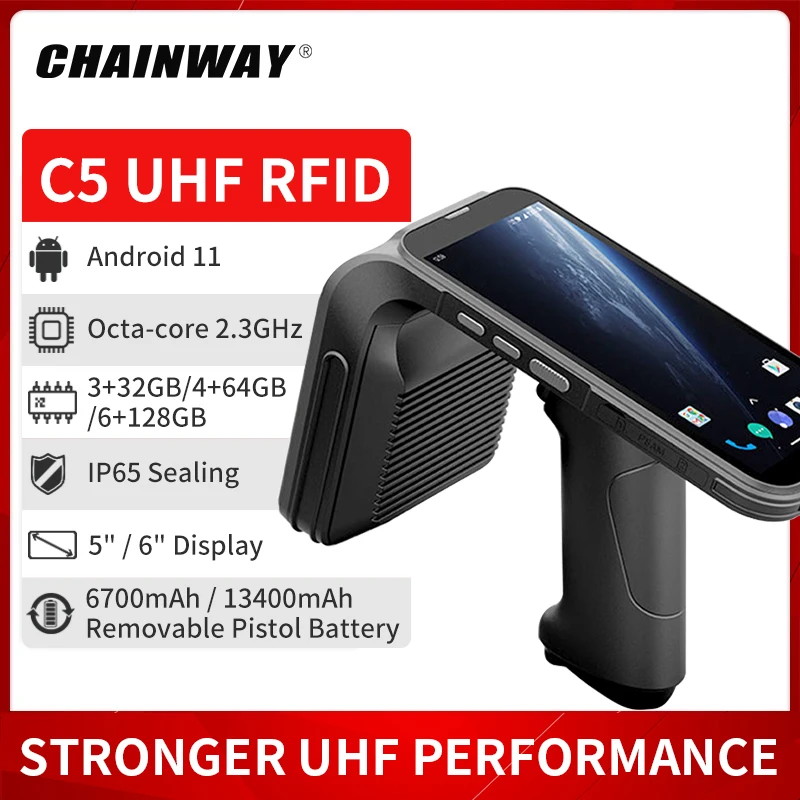 

Chainway C5 IP65 Waterproof Big Screen Handheld PDA Optional 2D Newland Barcode Scanner Fingerprint Data Collector NFC UHF RFID