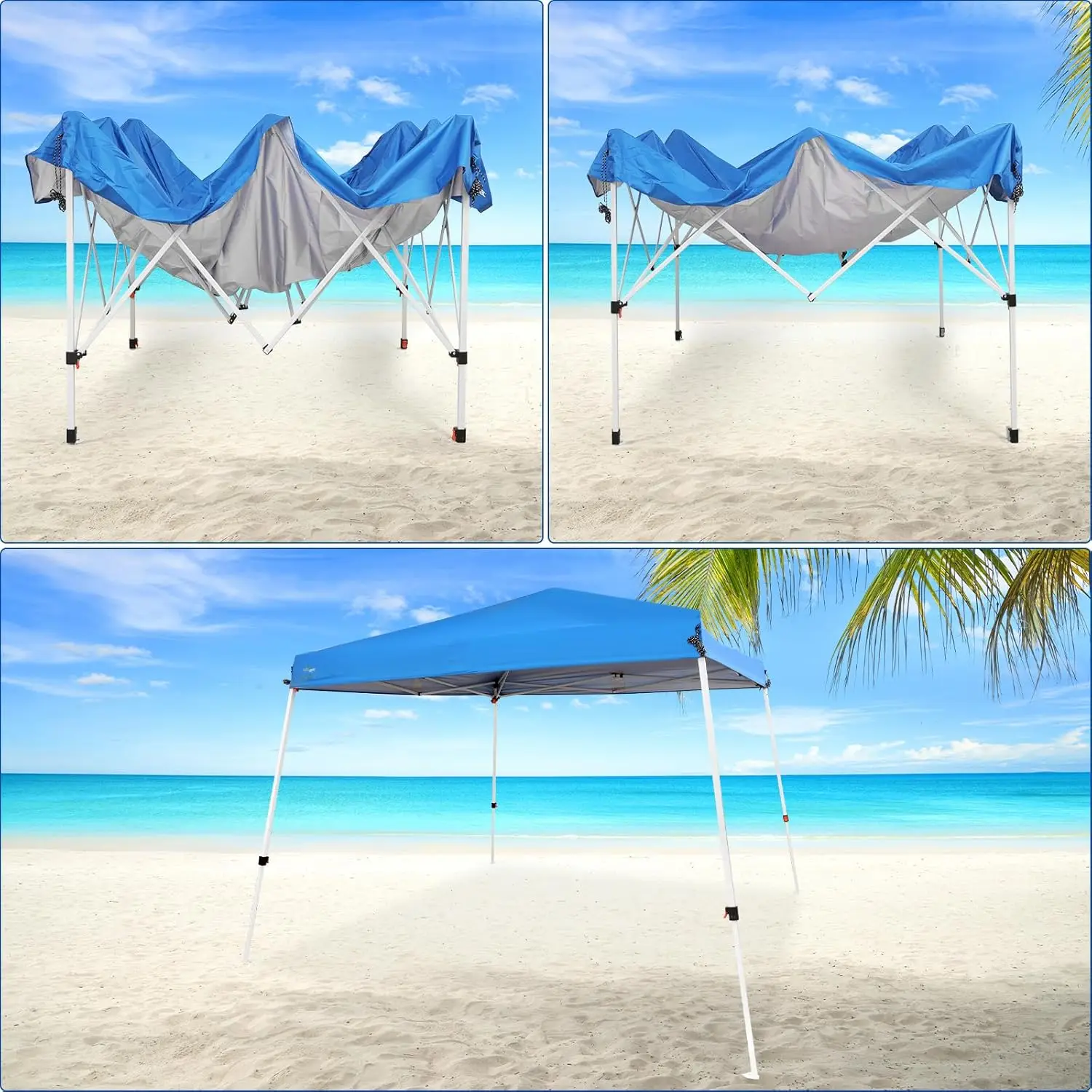 10x10 Slant Leg Canopy Tent, Portable Commercial Canopies Shelter with Carry Bag, Waterproof UV-Resistant (Blue)