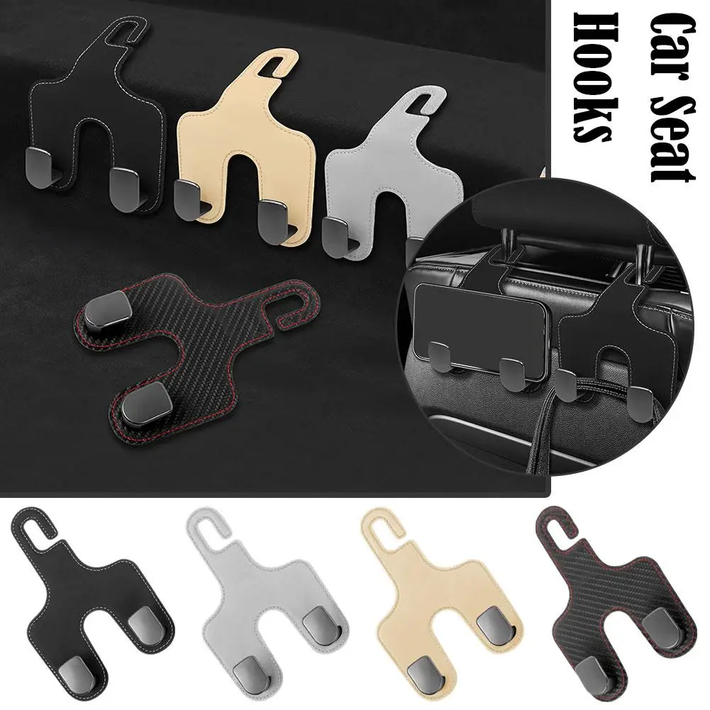 

Dual Hooks Car Seat Back Hidden Hooks Fastener Clips Storage Interior Car Luxury Accessories Supplies Leather Hooks Headres X9T4