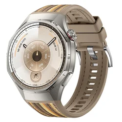Official Sports Silicone Nylon Woven Bracelet Strap for Huawei Watch GT6 Pro 46mm (Khaki)