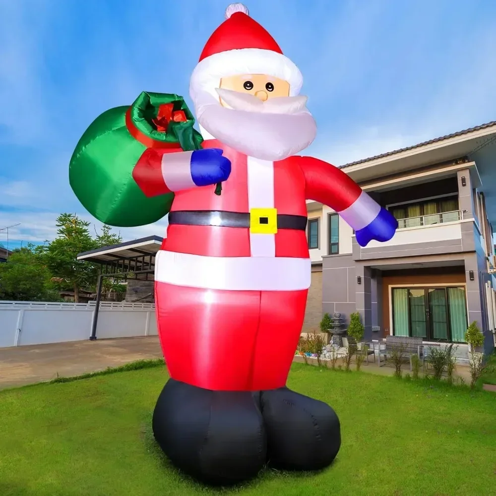 

Giant Santa Carrying Present Sack Inflatable Christmas Decoration Outdoor Outside Waterproof Xmas Decor for Holiday Party Garden