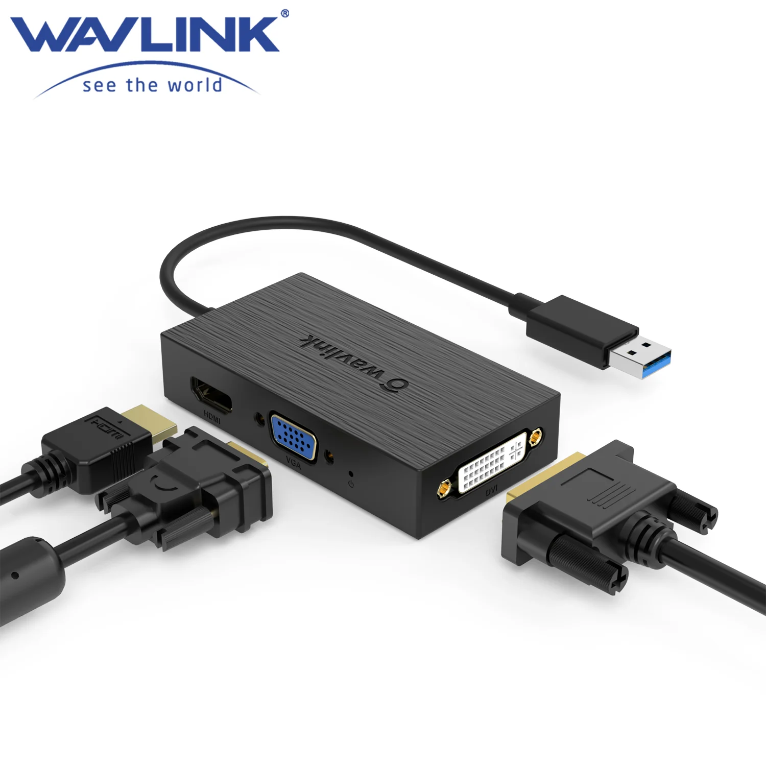 Wavlink USB 3.0 Dual 2K Display Adapter Video Output For HDMI/DVI/VGA