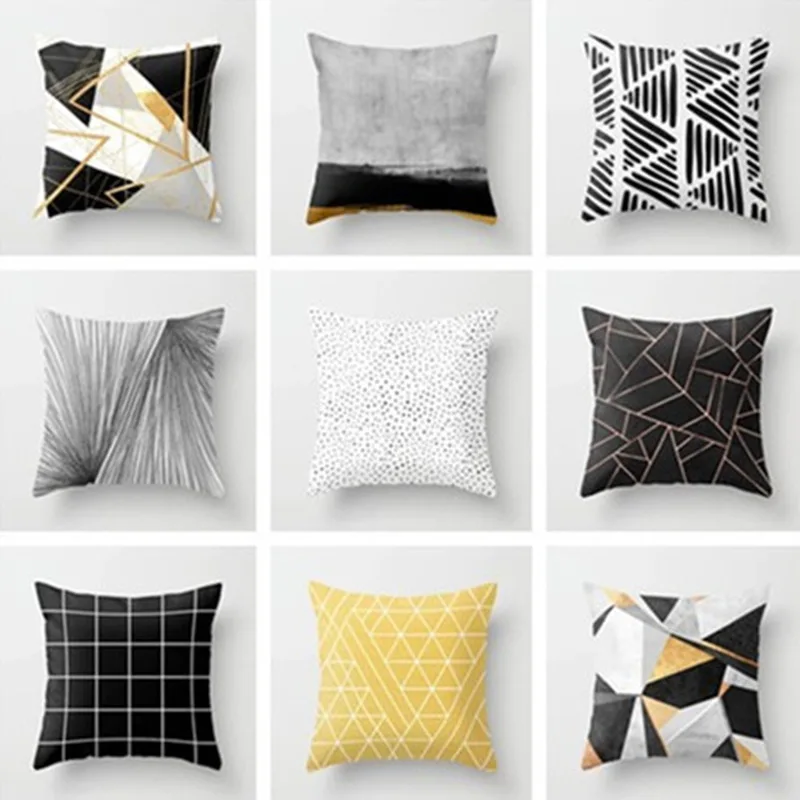 

45X45CM Geometric Abstract Pillowcase Peach Skin Office Cushion Pillowcase Car Cushion Cover Waist Pillowcase Customize