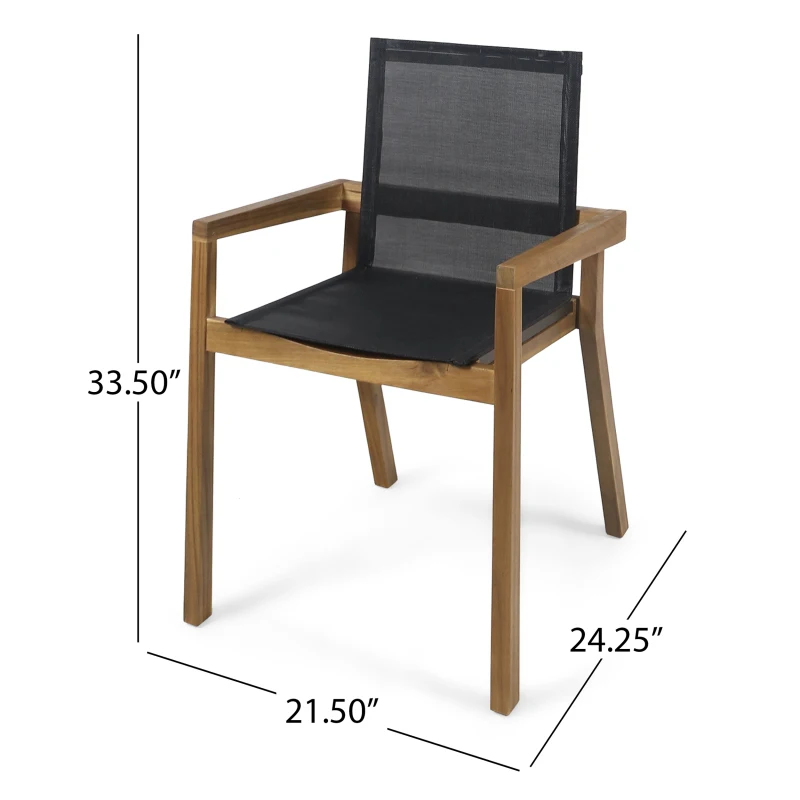 DINING CHAIR,Set of 2,Teak Frame+ Beige Textile  Their combination of sturdy construction, sleek beige mesh 6