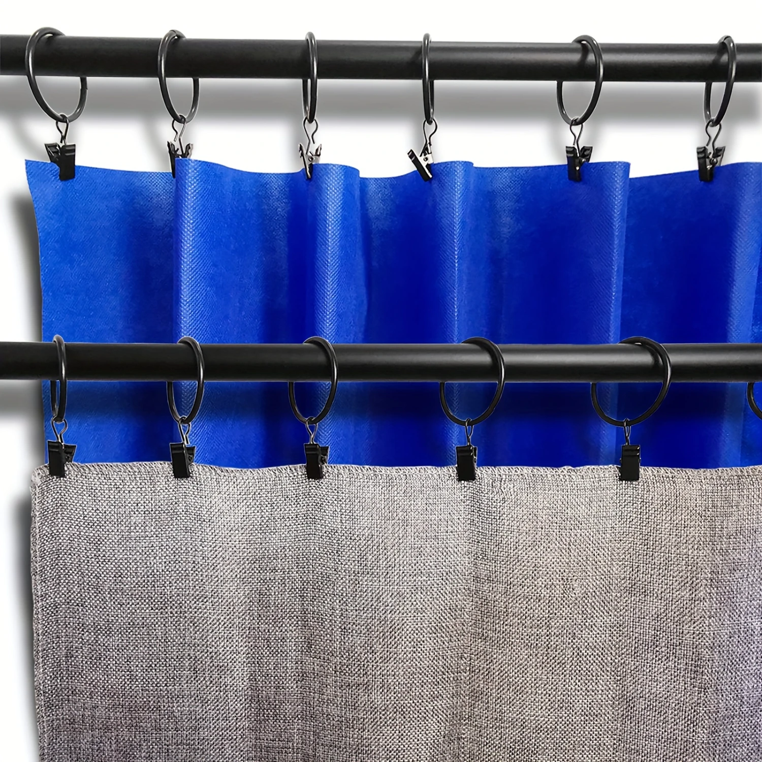 Vintage-Style Metal Curtain Rings With Clips-12/24 Piece, Decorative Drapery , Rustproof Rod Holders For & Office Versatile C