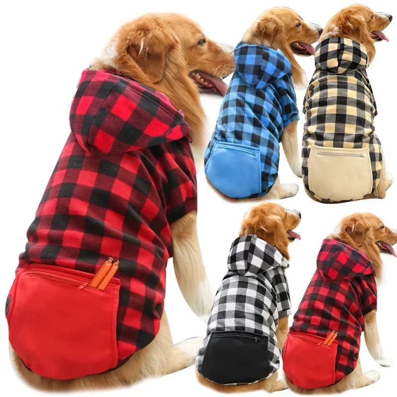 

XL-5XL Autumn and Winter Dog Hoodie Pet Coat Dog Clothes Pullover Casual Dress Large and Small Pet Thick Zip Pocket Warm Sweater