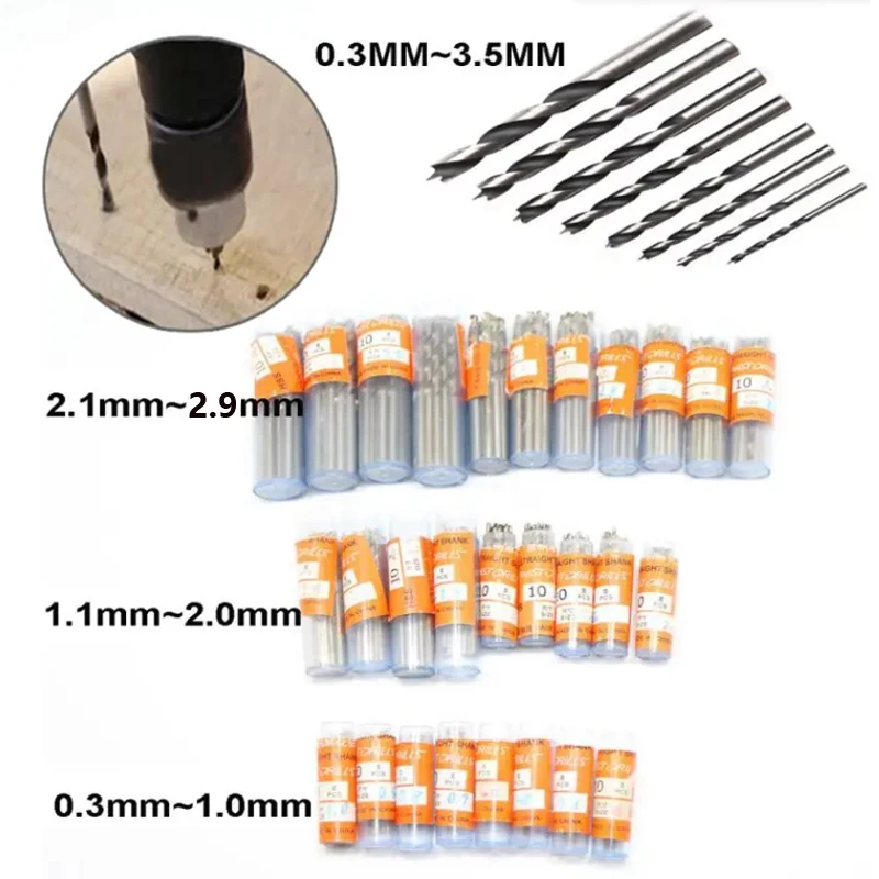 10pcs/box Hand HSS Straight Shank Twist Drill  For Metal High Speed Steel 0.3-3.5mm PCB Mini Wood Drilling Jewelry Tools Bit hot selling watch box jewelry storage display packaging box luxury wood grain watch box 2 3 5 6 slots storage box