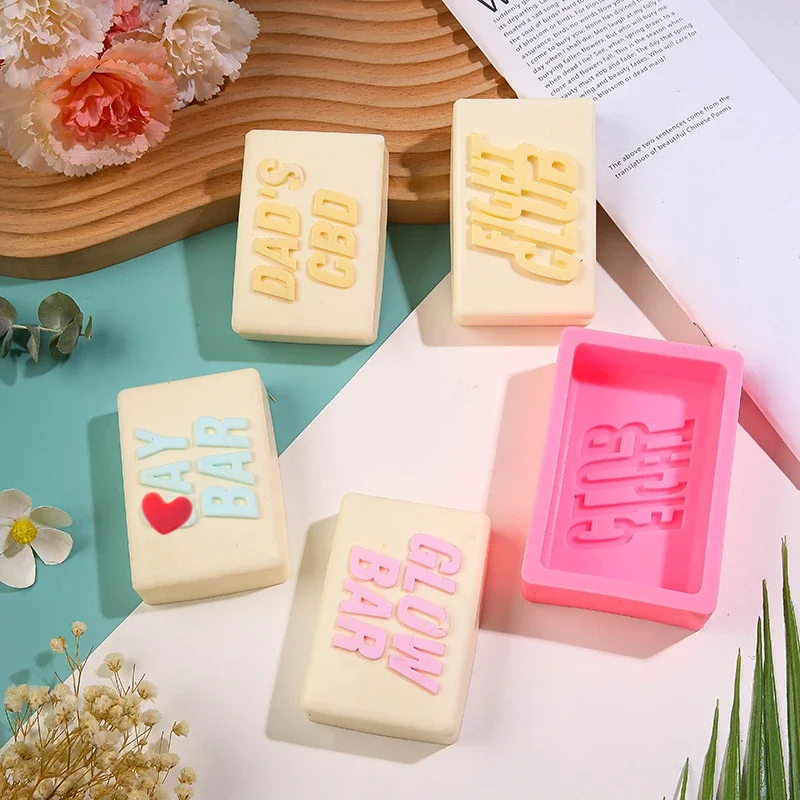 Silicone Soap Mold DIY Chocolate Ice Cake Baking Kit 3D Artifact Plaster Resin Candle Making Tool Square/Heart English Letters