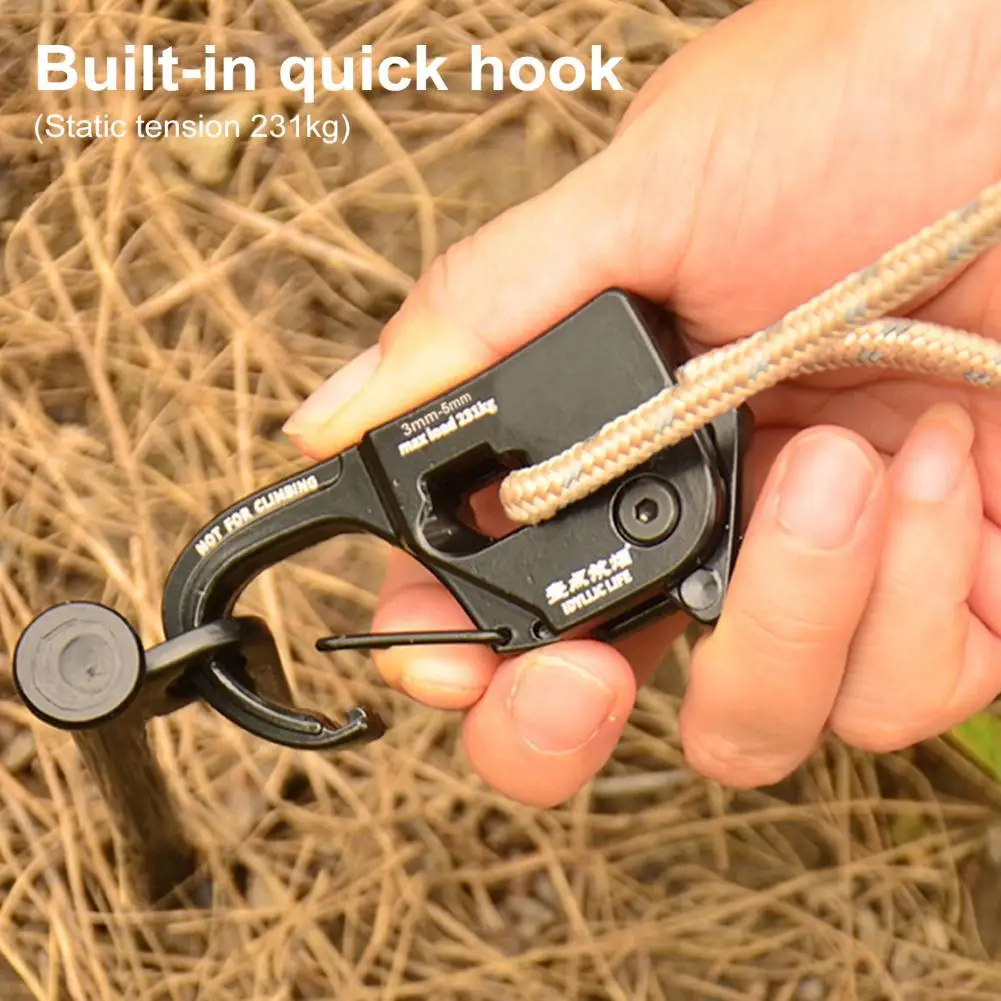 Camping Tent Accessories Rope Tensioner Camping Tent Cord Adjuster Rustproof Strong Load-bearing Lightweight Portable Quick Fix Buckle Cord Tensioner