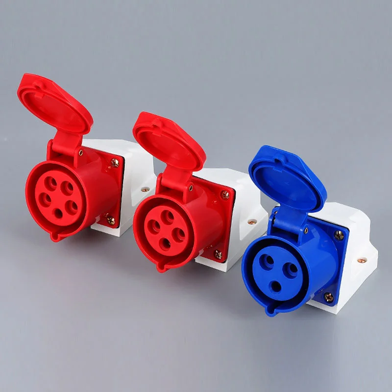 산업용 플러그 및 소켓 5pin 3 코어 3P/4P/5P 전기 커넥터 16A 32A IP44 벽 장착 소켓 220V 380V 415V 남성 여성