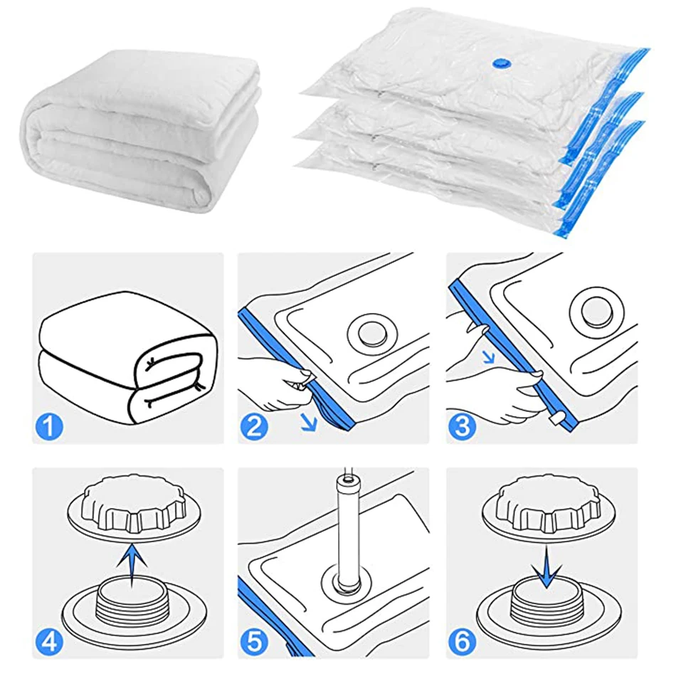 Vacwel Jumbo Vacuum Storage Bags for Clothes, Quilts, Pillows, Space Saver  Size 43x30 Extra Strong (Pack of 6) - Walmart.com
