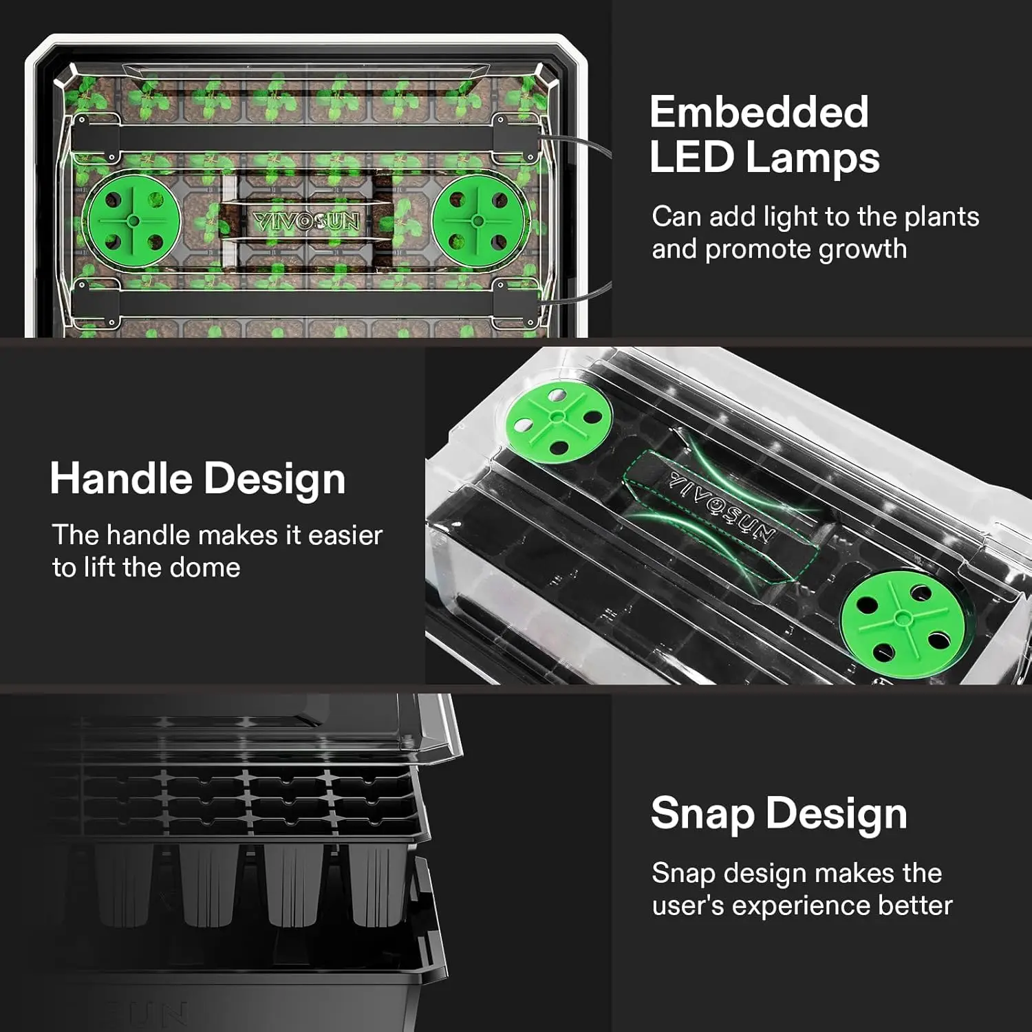 1 set of 40-cell seed germination trays, equipped with a set of LED lights and a 10-inch x 20.75-inch seedling heating pad