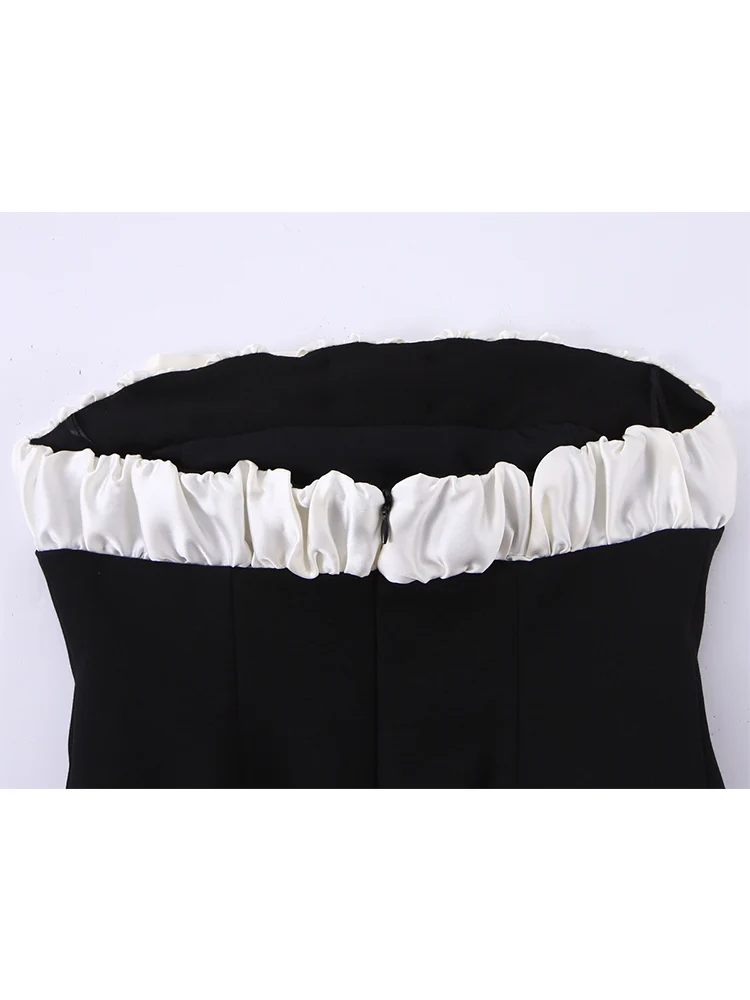 Women Contrast Color Bow Knot Tube Top Summer New Sexy Party Club Strapless Sleeveless Backless Crop Top Fashion Ladies Clothes