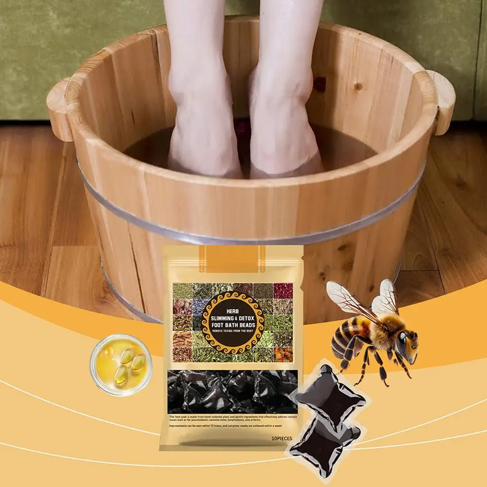 Foot Bath Capsule Natural Herbal Foot Soak Beads Dehumidification Detox Relieve Fatigue Repair Leg Veins Spa Relax 10pcs