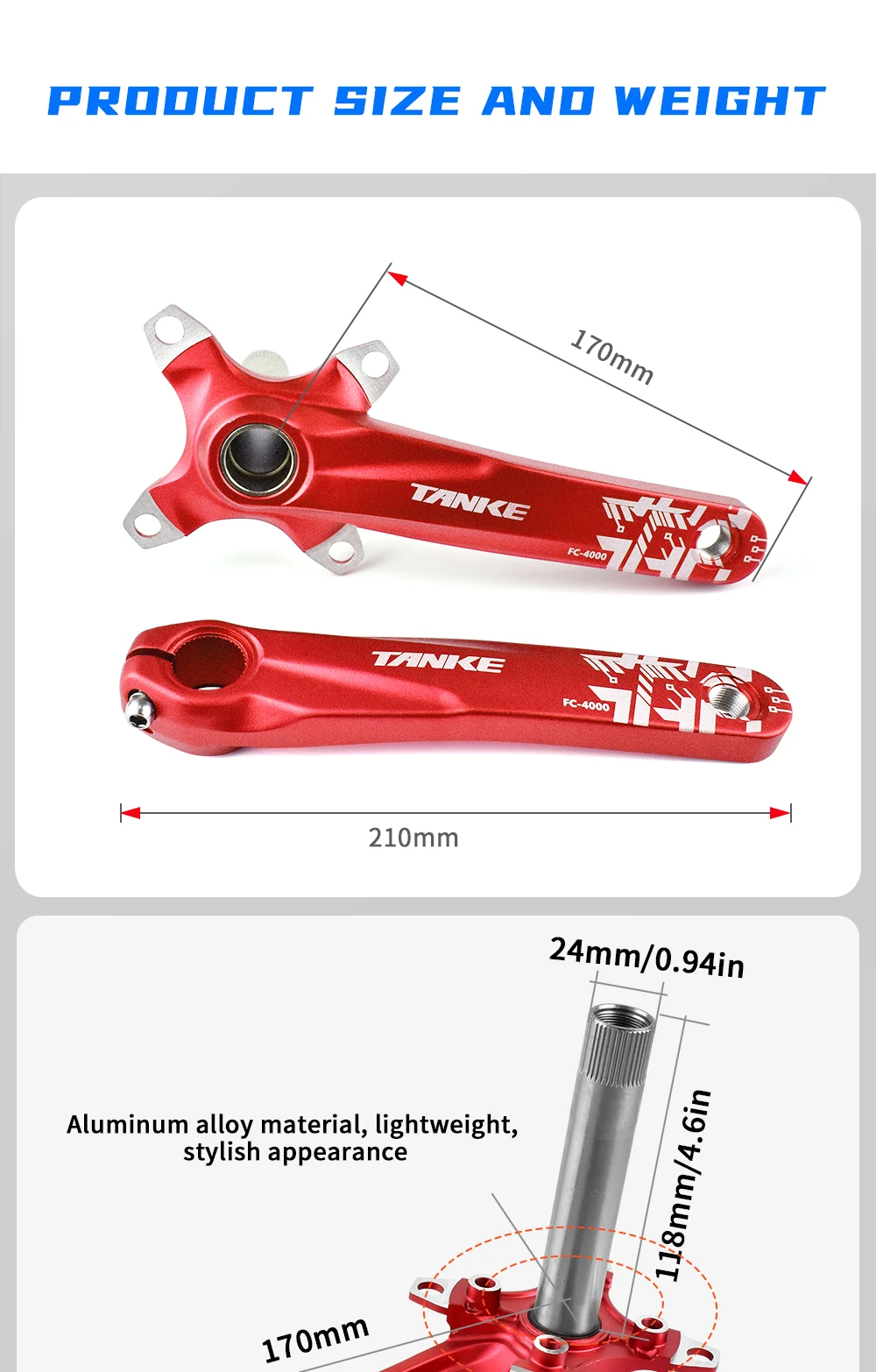 TANKE Kurbelgarnitur 170MM Fahrradkettenblatt Hohlkurbelgarnitur 104 BCD Narrow Wide Bike MTB Kettenblatt Vierkantloch-Kettenradkurbel – Detail 13