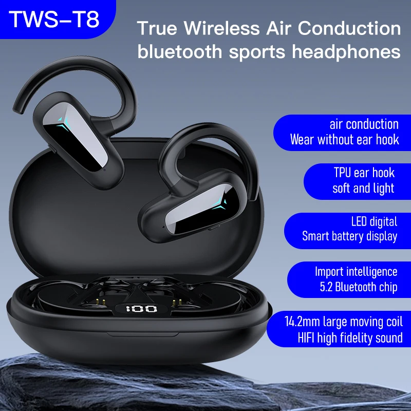 Tws Earphone Air Conduction Earhooks Over Ear Bluetooth Headphones