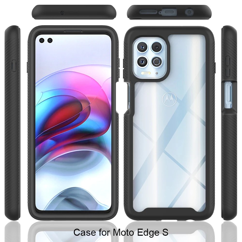 Hybrid Rugged Armor Shockproof Transparent Back Case with TPU Frame