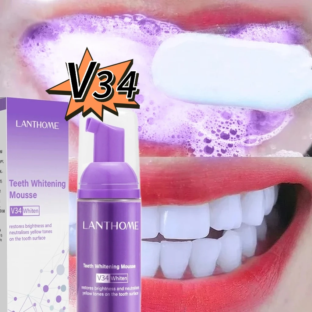 V34 Mousse Toothpaste Cleans Whitens Teeth Removes Calculus Refreshes Breath