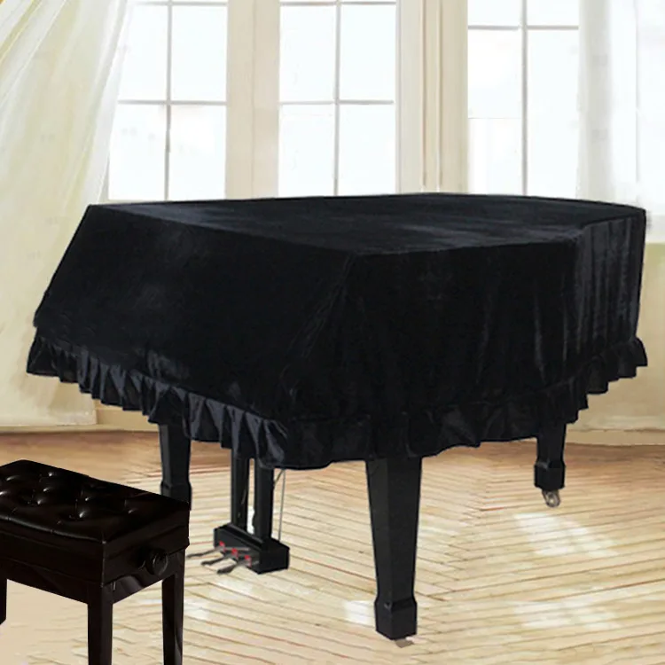 Description Picture 5 of itemGrand Piano Cover Velvet Dustproof Piano Cover Washable Soft Bordered Decorated Full Triangle Piano Protective Cover