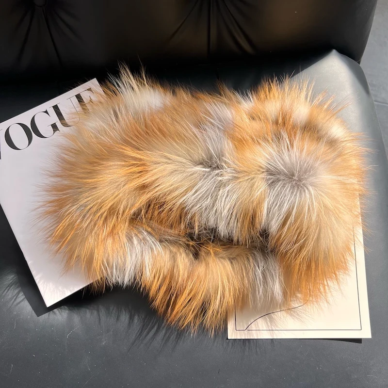 Luxury Women Winter Real Fur Scarf Warm Fox Fur Headband Ring Natural Fox Fur Scarves Fashion Lady Natural Fur Mufflers 6