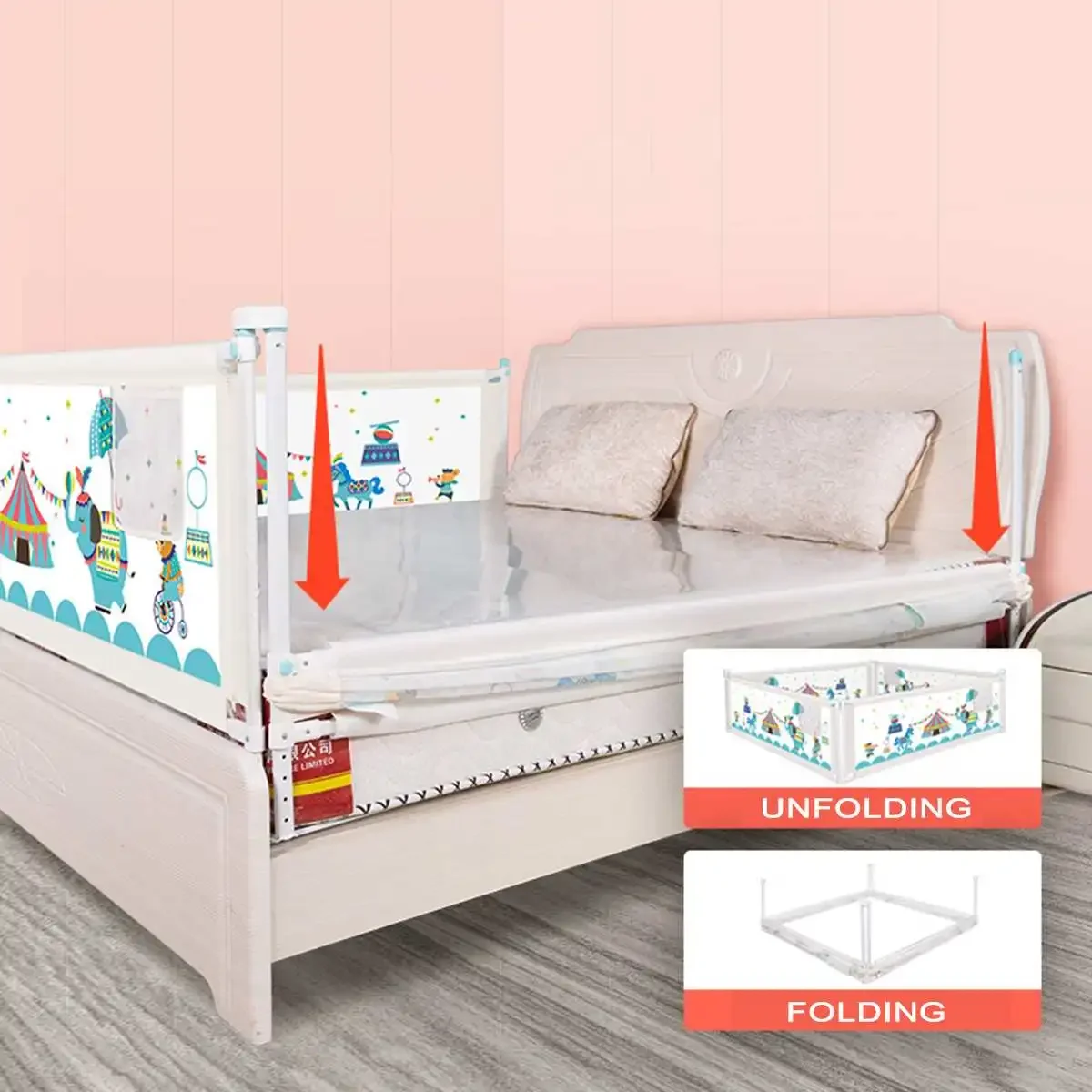 Barandilla Cama Bebé Jopassy Protección Contra Caídas De 180 Cm, Para Cama De Elevación Vertical, Protección De La Cama, Rejilla De Seguridad Para Cama Infantil Para Barandilla Cama Bebé Ajustable
