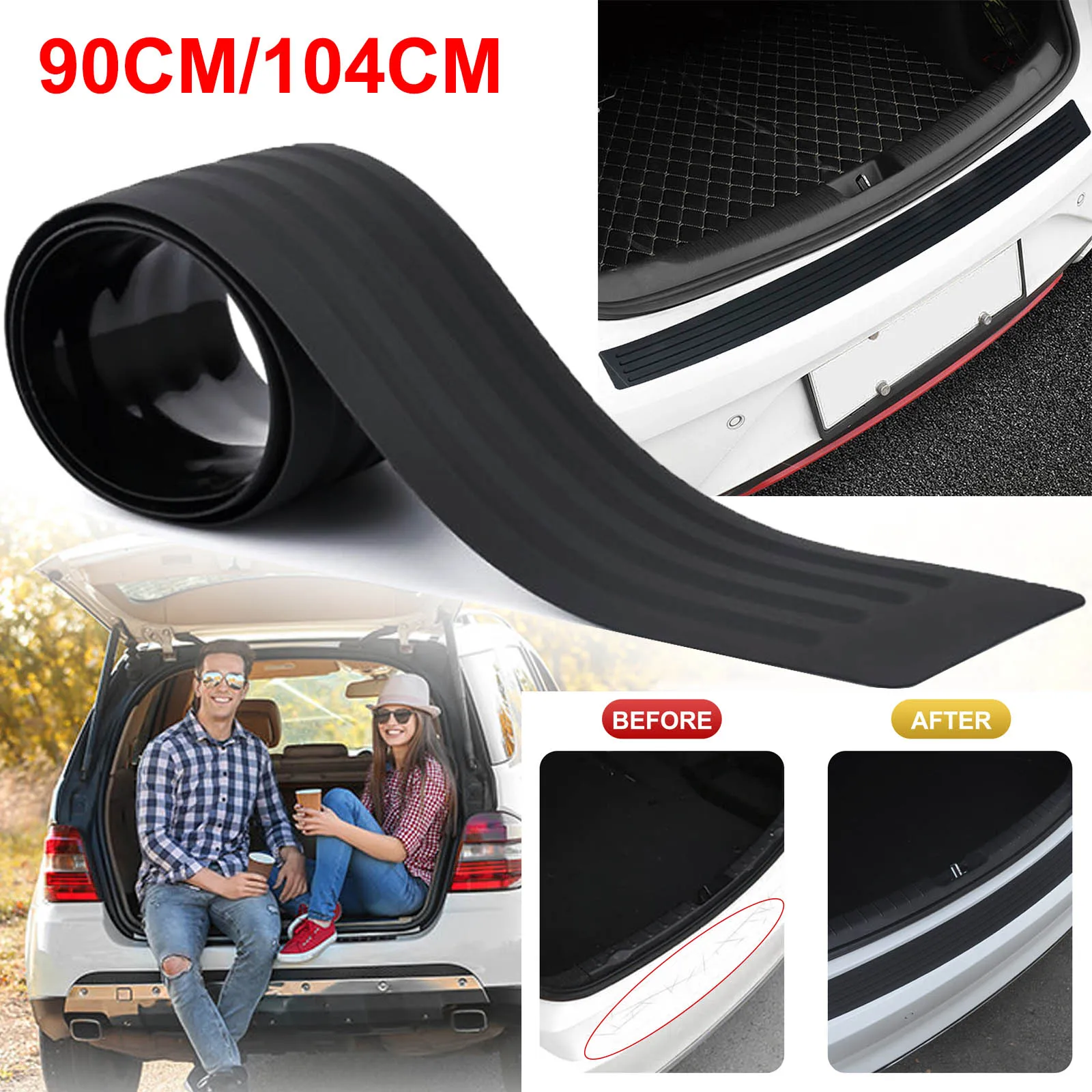 Universal Car Trunk Door Sill Plate Protector Strip Automobile Rear Bumper  Guard Rubber Mouldings Trim Strips