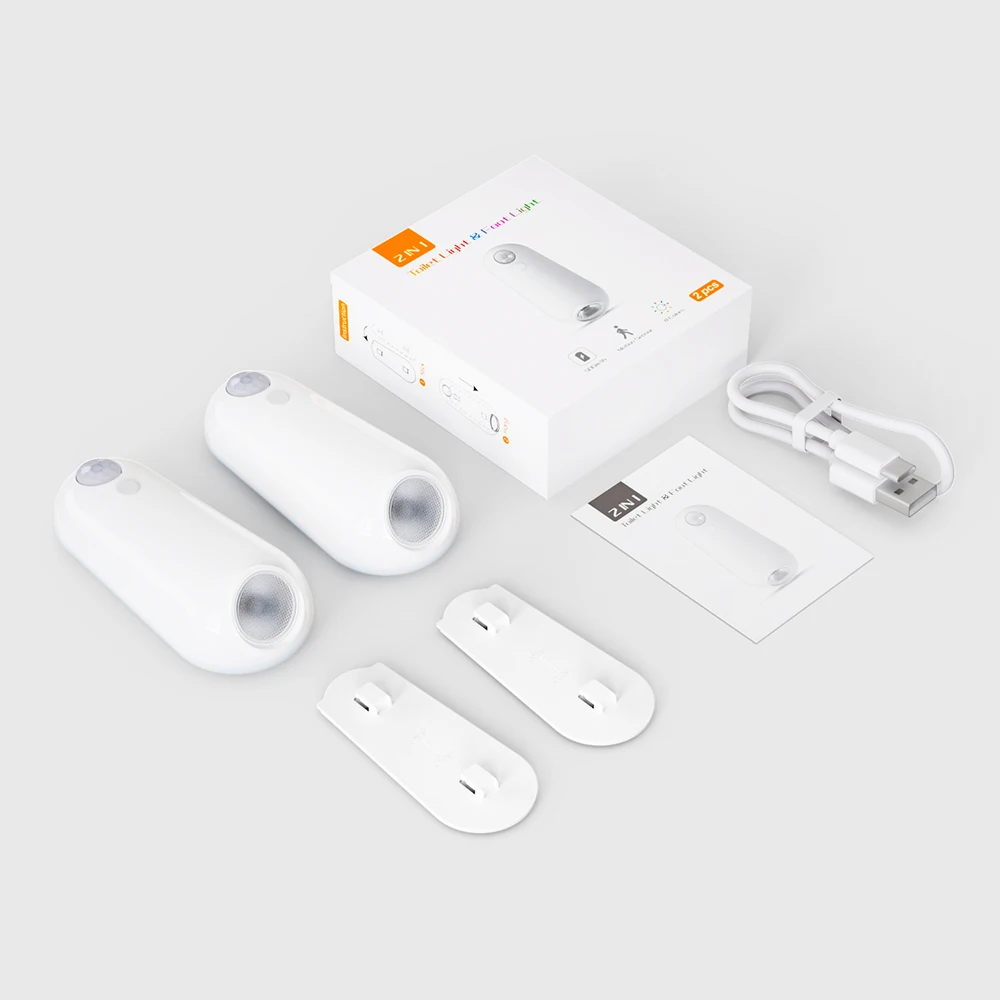 Multicolor Motion-Sensing LED Night Light with USB-C Charging and Light Sensor