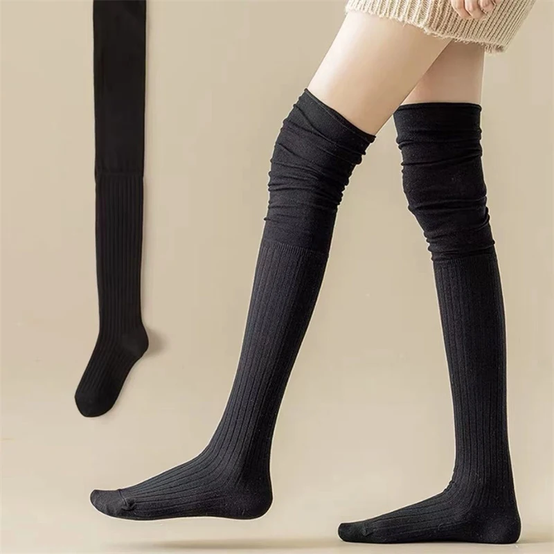 1/3/5Pairs Knee High Socks Thin Long Stacked Socks Women's High Solid Colour Patchwork Socks High Elasticity Stockings
