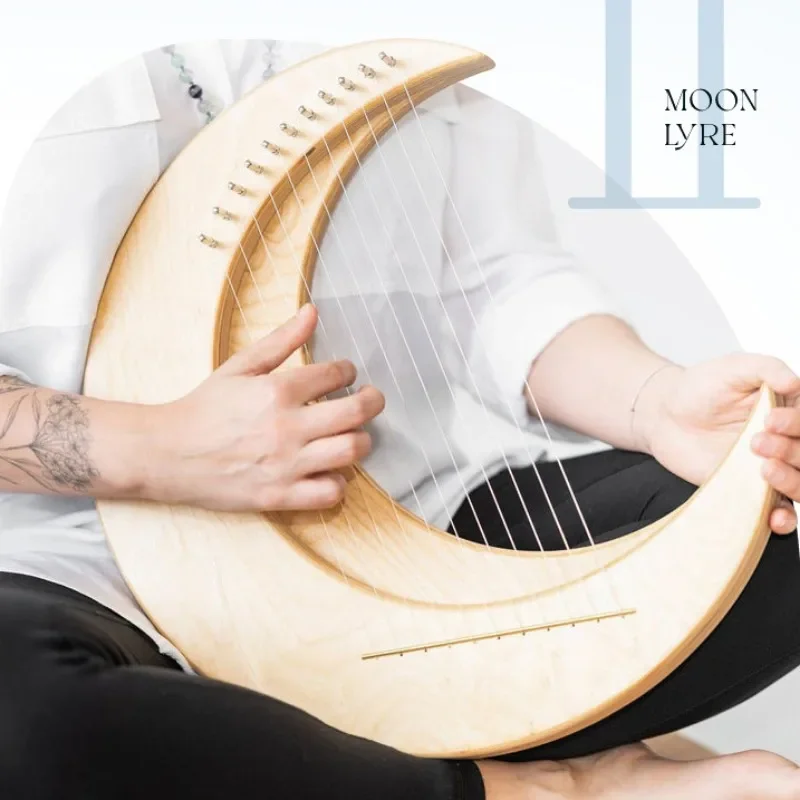 Lyre 11-tone Finger Shot Wood Small Portable Harp Moon Design Niche Stringed Instrument Musical Profissional Accompany Harp