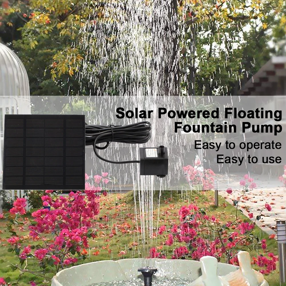 1.2W Solar Fountain Pond Pump Kit 200L/h with 6 Nozzles Solar Water Pump Kit Lift 110cm Solar Fountain for Water Feature Outdoor
