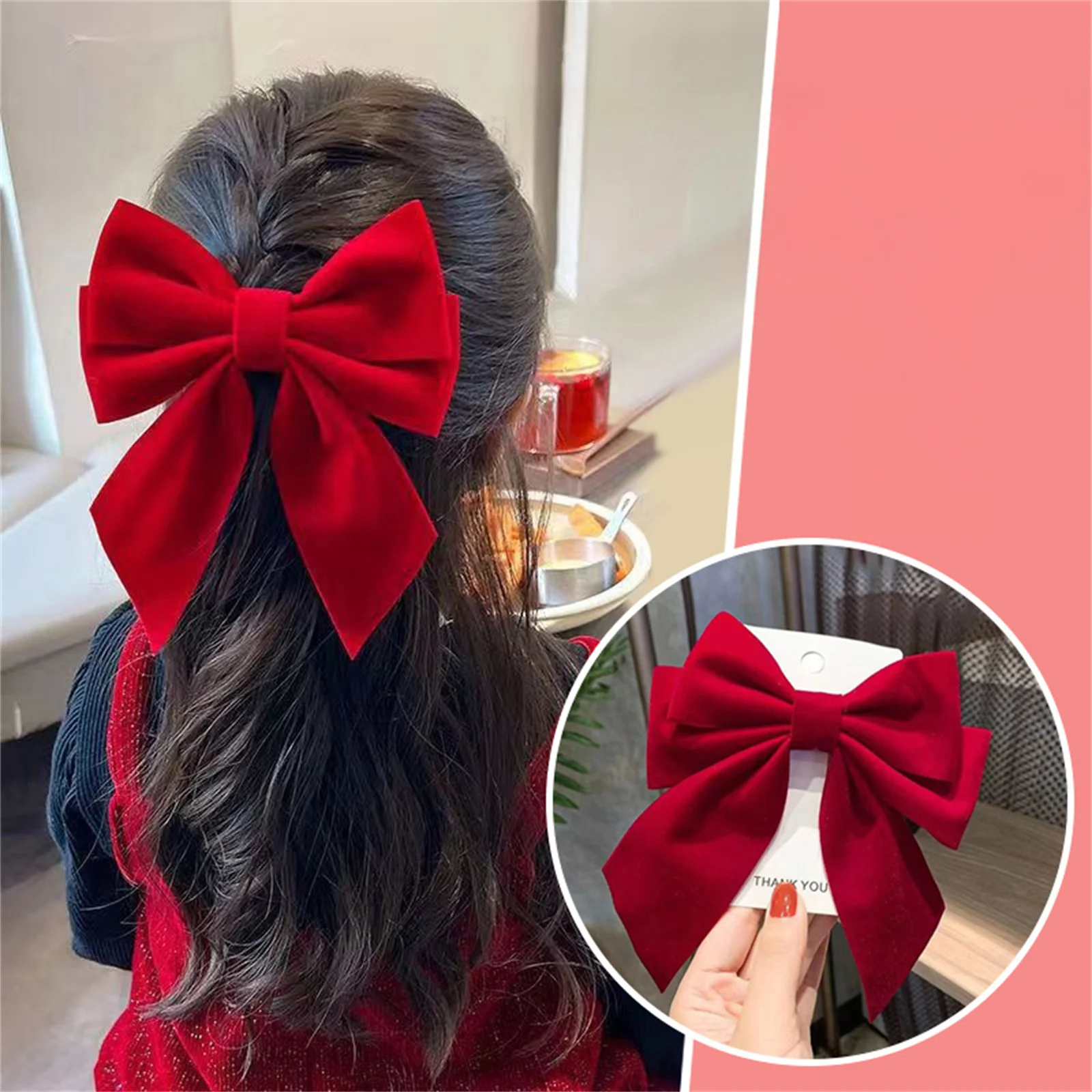 1 Stück rote Schleife Haarspange für chinesisches Neujahr, Weihnachten, Haarspangen, Haarschmuck, Geschenke für Frauen und Mädchen, Weihnachtsbaumschmuck