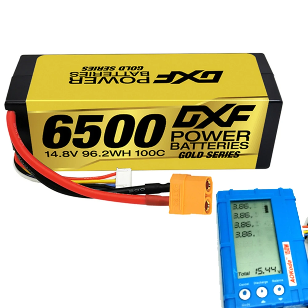 DXF Lipo 4S Graphene Battery 14.8V 6500mAh 100C Gold Version Racing Series HardCase for RC Car Truck Evader BX Truggy 1/8 Buggy