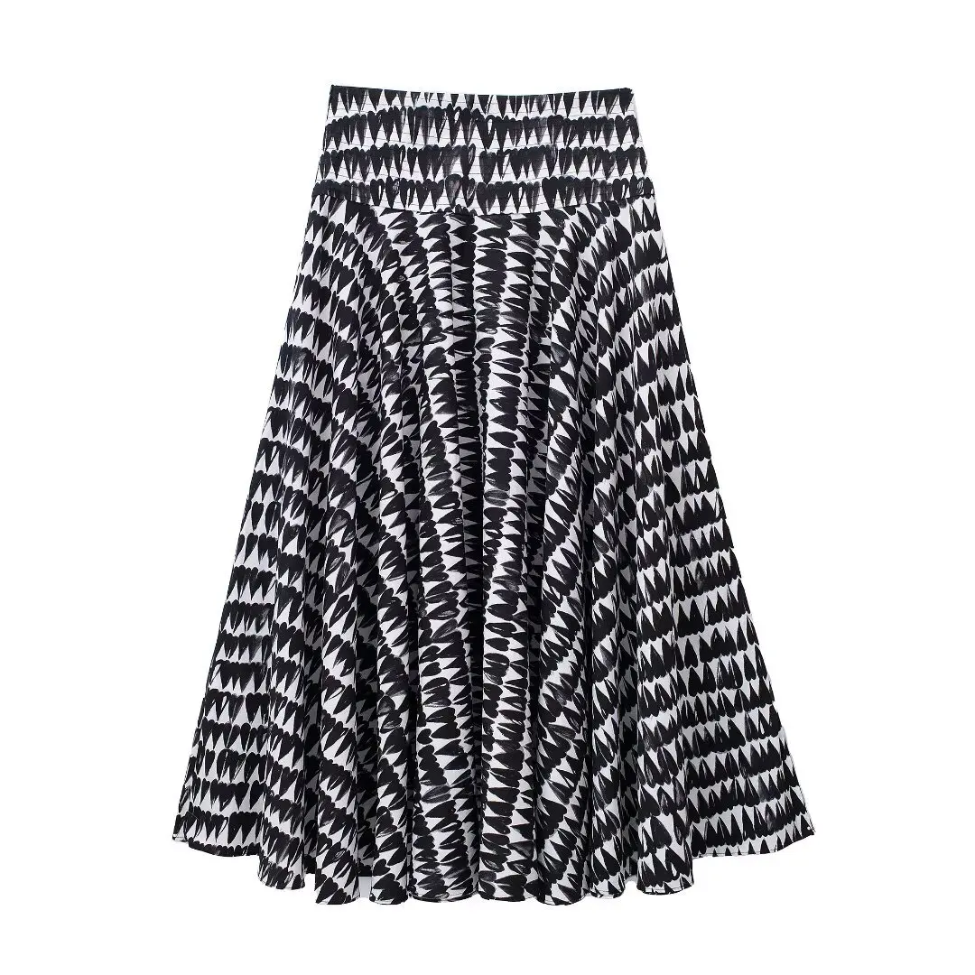 Women's pleated printed midi skirt suit 2 piece crop top women's suit two piece suit women's 2024 new fashion